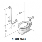 Frost 16"x24" L-Shaped Grab Bar S.Steel Left