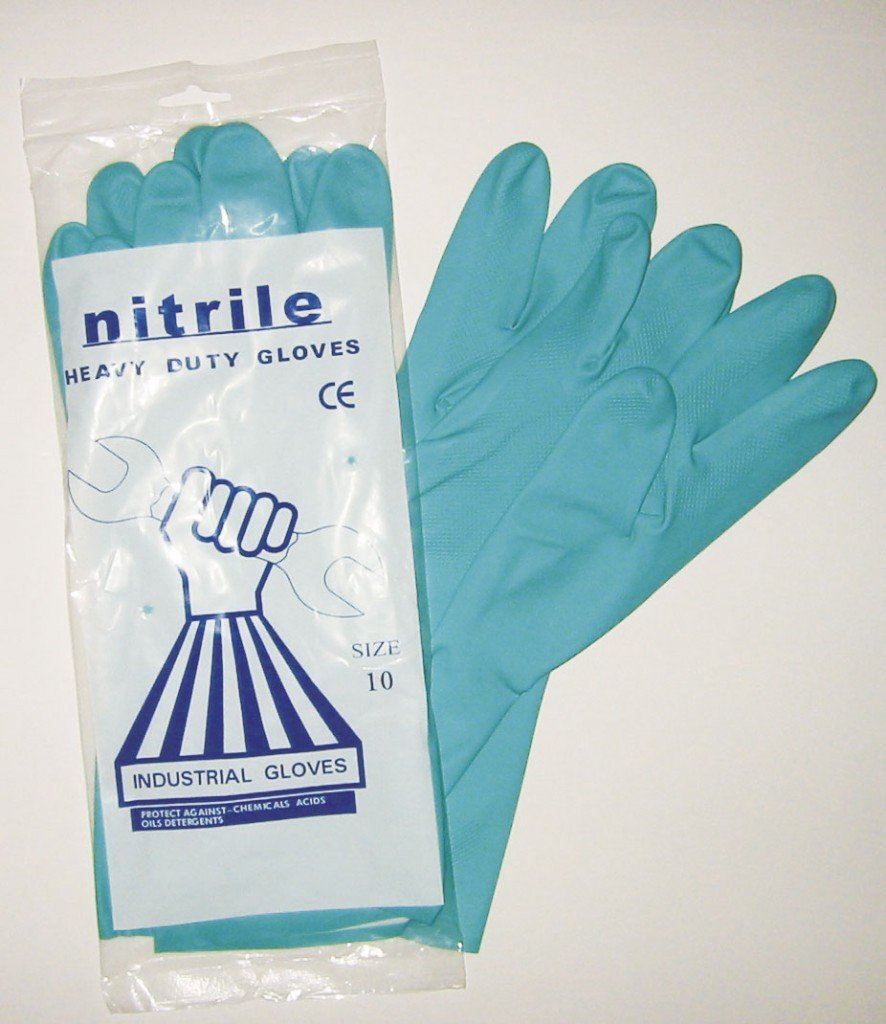 13" Green Nitrile Flock Glove Dozen