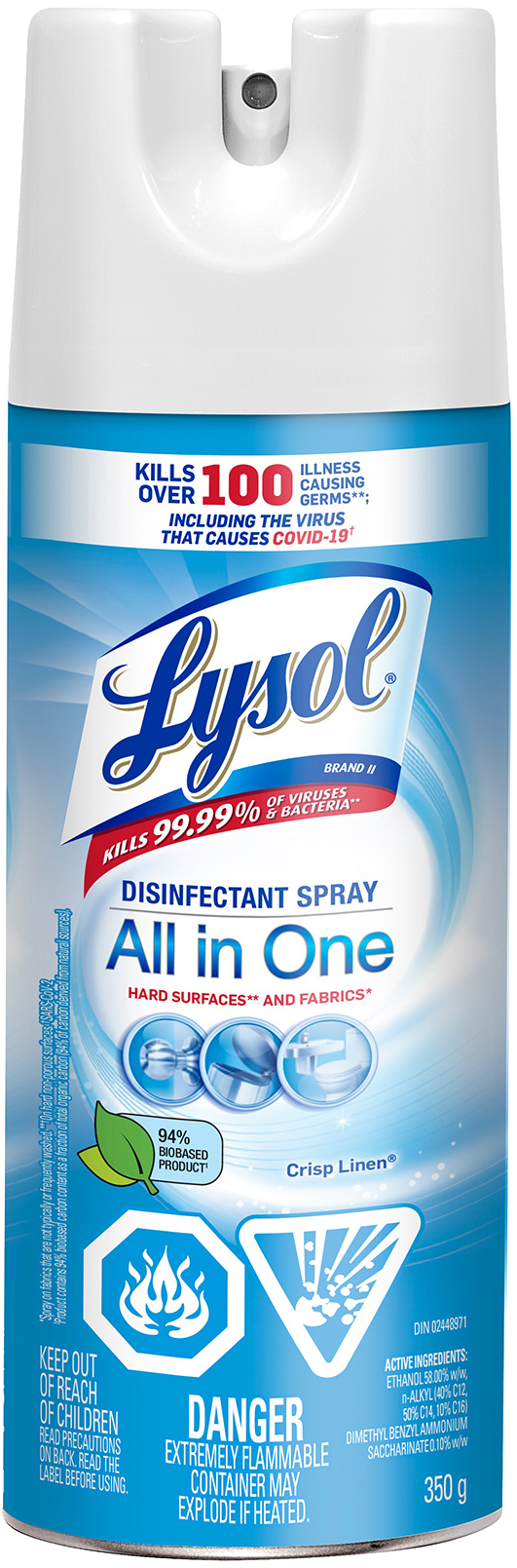 Lysol All In One Crisp Linen Disinfectant Spray 350g
