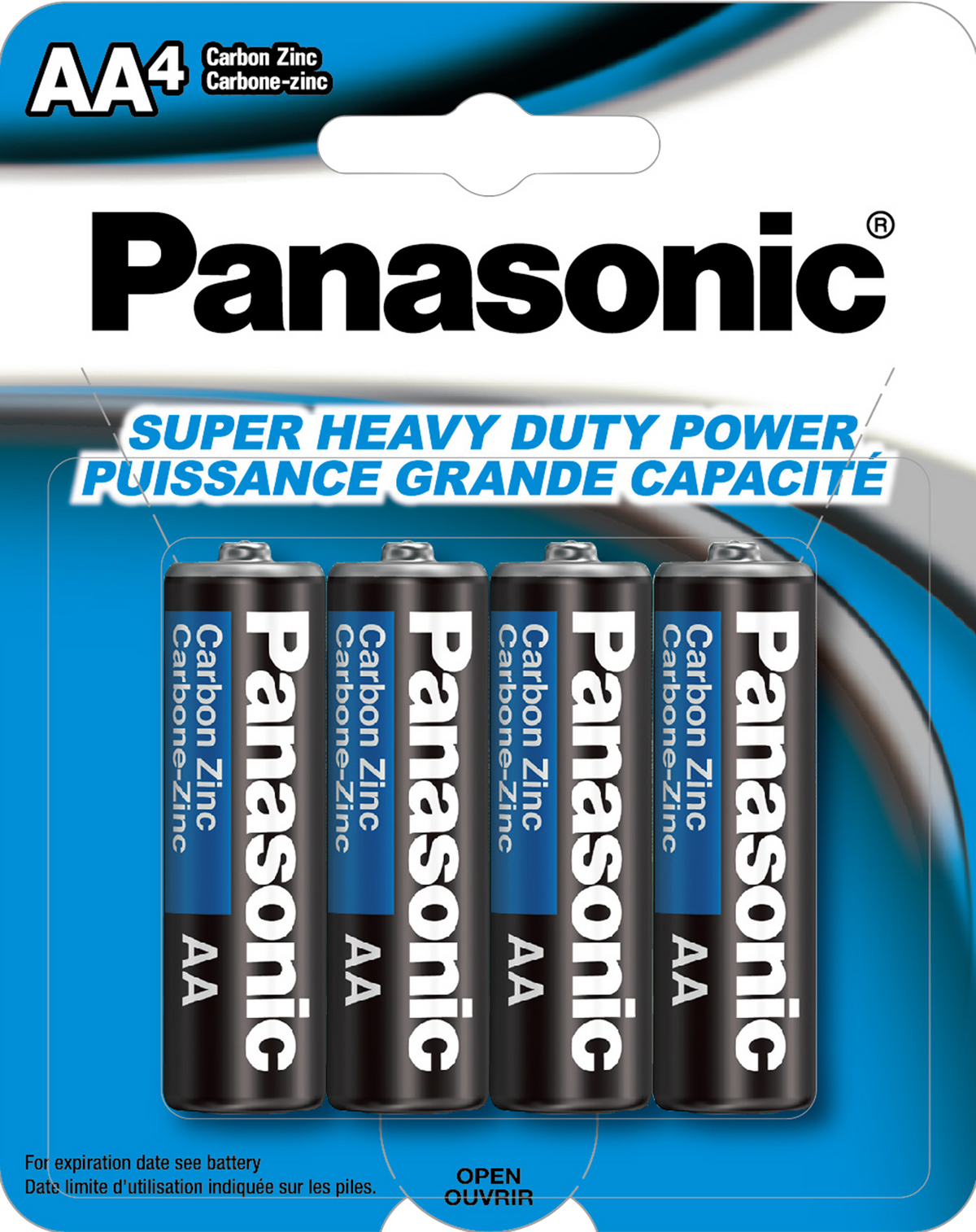 Panasonic Super Heavy Duty Power Carbon Zinc Batteries AA 4/pk
