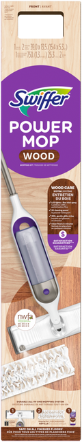 Swiffer Power Mop Wood Mopping Kit 1 Power Mop + 2 Mopping Pad Refills + 1 Floor Cleaner + 2 Batteries