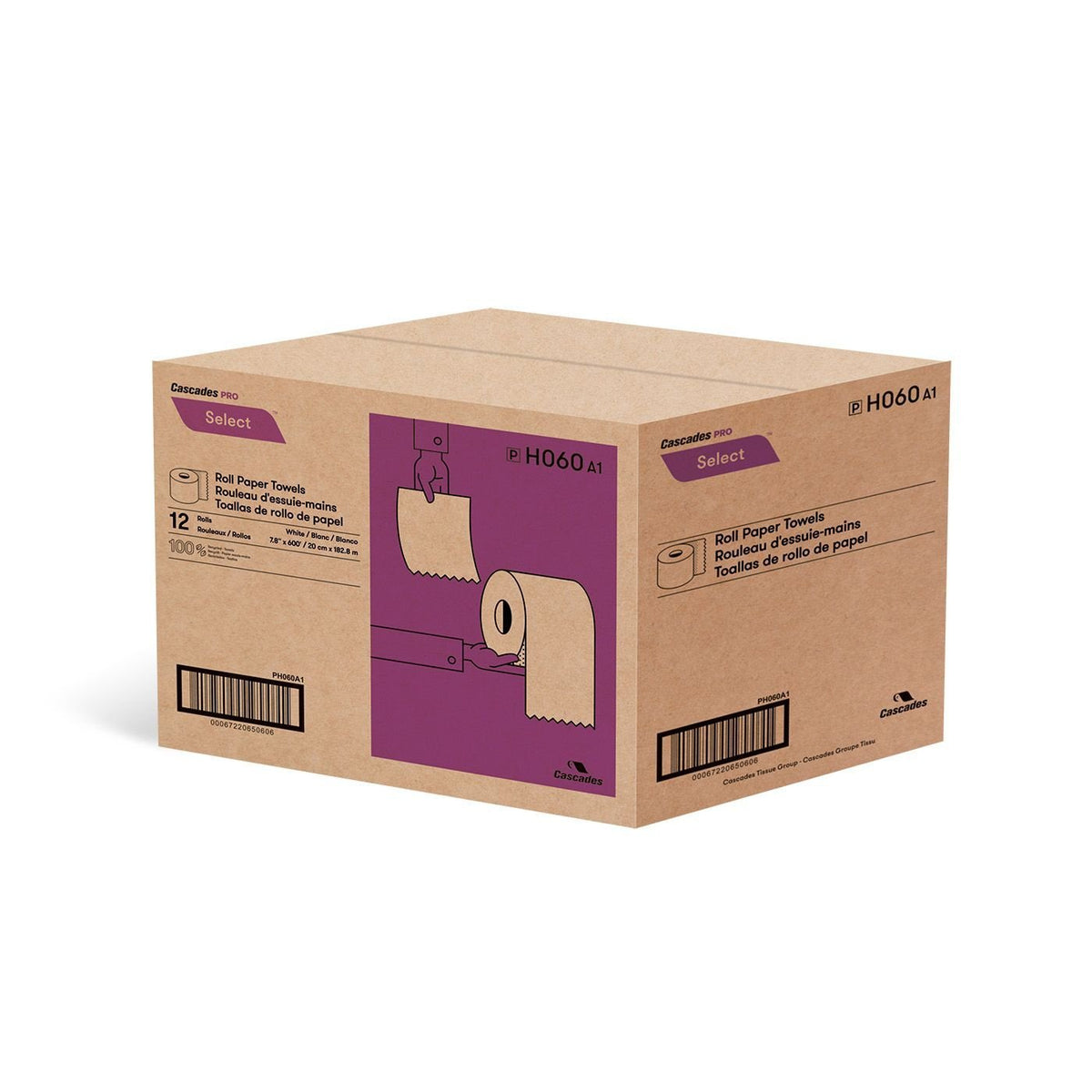 H060 Select White Roll Towel 12x600