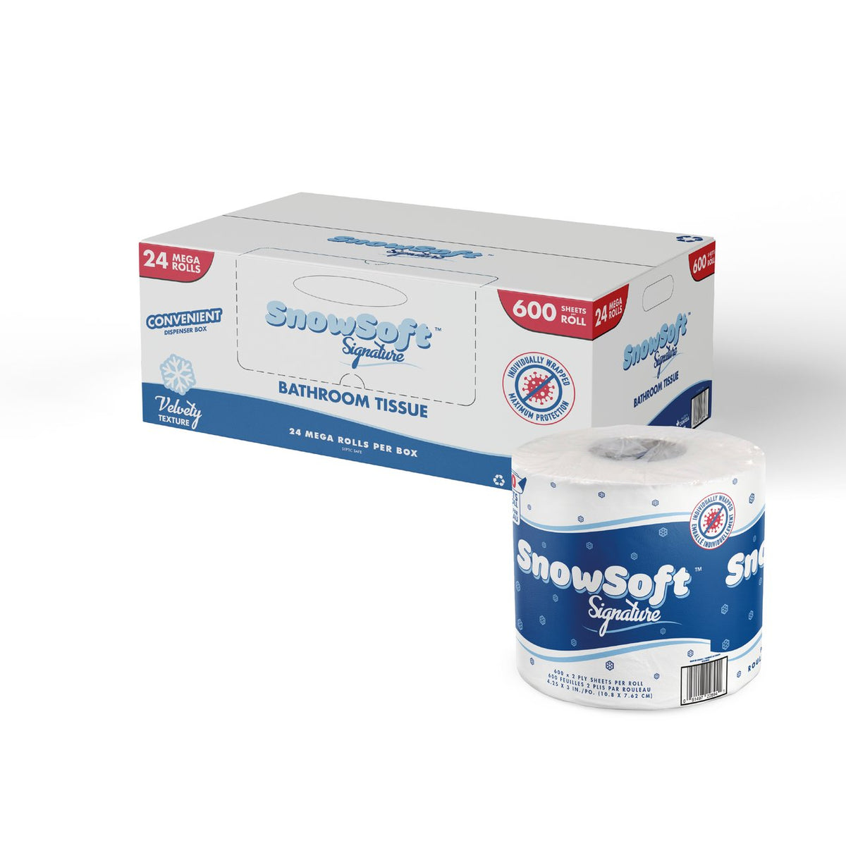 Snowsoft™ Signature Toilet Paper, 2 ply, 24x600 Sheets